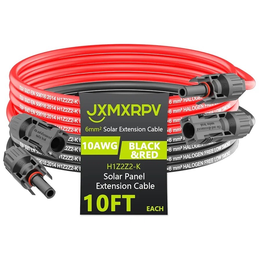 Jxmxrpv Solar Extension Cable 10Ft 10AWG, Solar Wire with Tool-Free Solar…