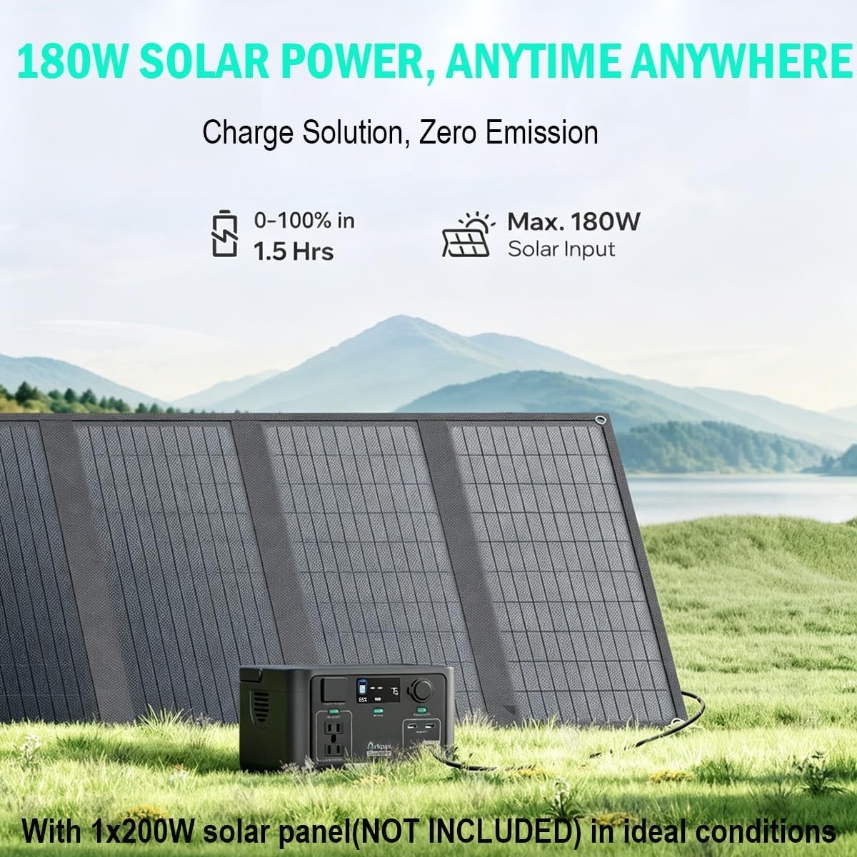 Arkpax Portable Power Station 300W, 600W Peak Backup LiFePO4 Battery 192Wh So…