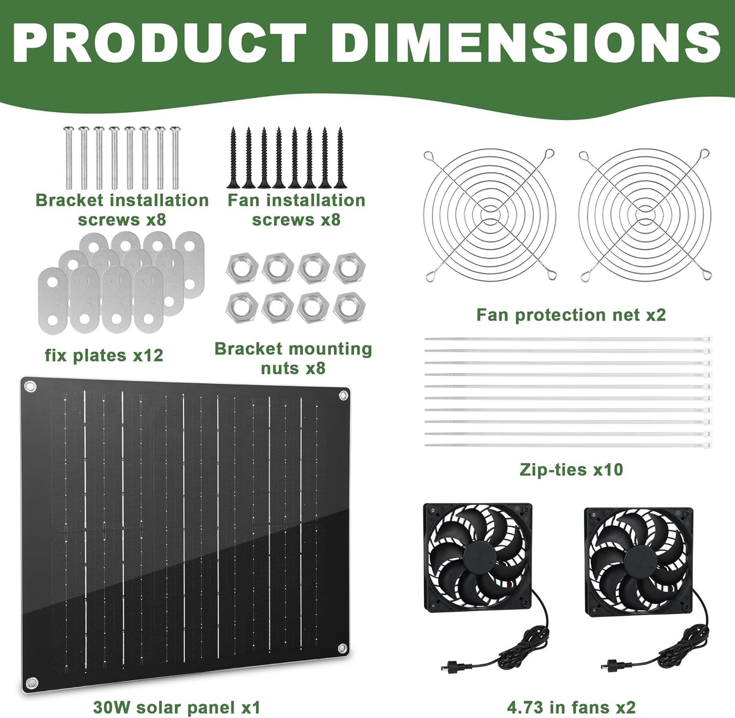 Solar Fan, 30W Solar Powered Fan, Solar Panel Fan Kit, Waterproof Fans Exhaus…