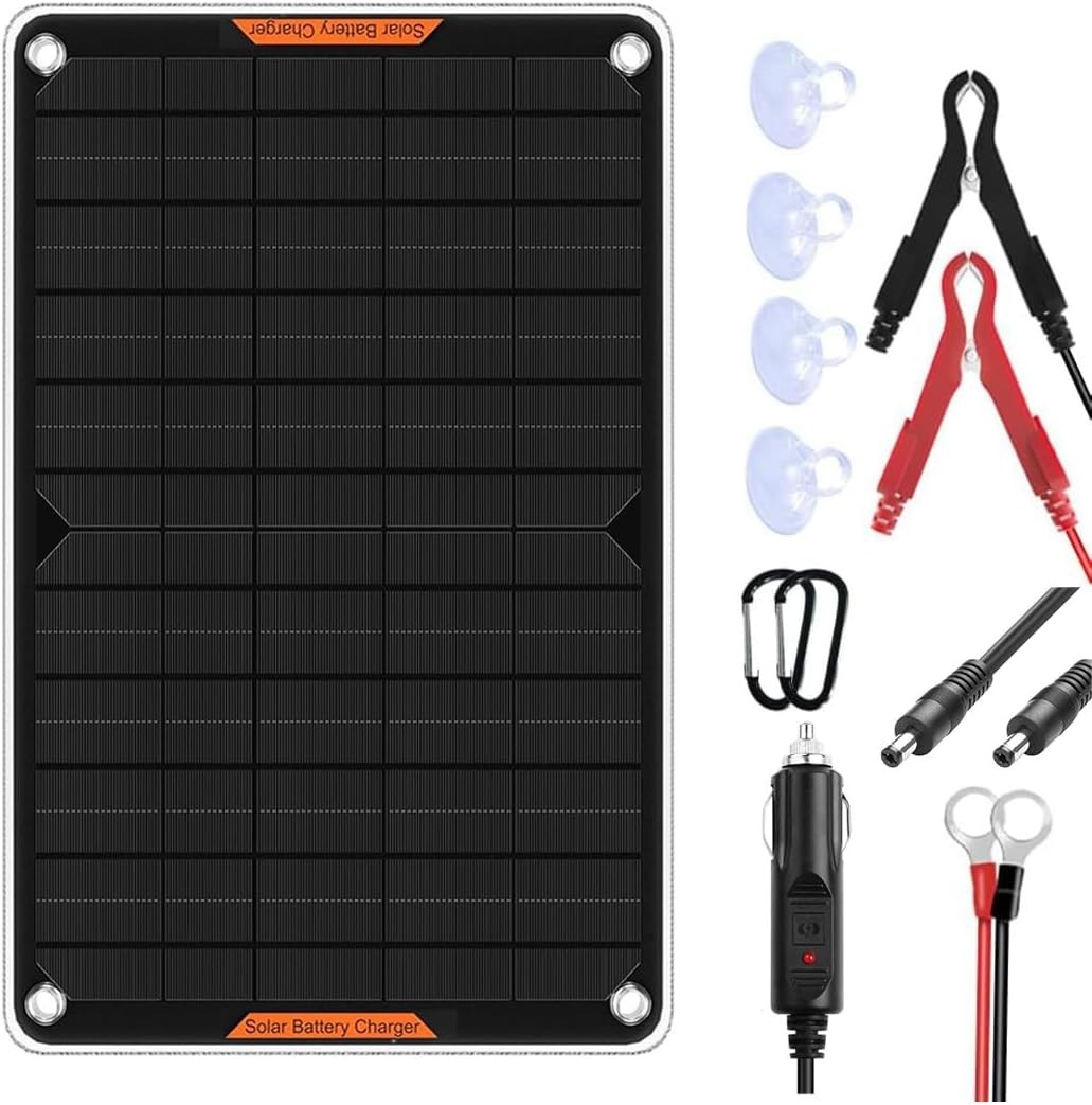 Versatile 10W Solar Car Battery Charger with Cigarette Lighter Plug for Easy Use