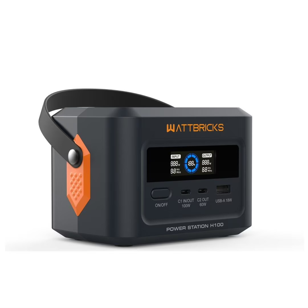 【NEW】WATTBRICKS ENERGY 120-WATT PEAK PORTABLE POWER STATION & SOLAR PANEL BUNDLE