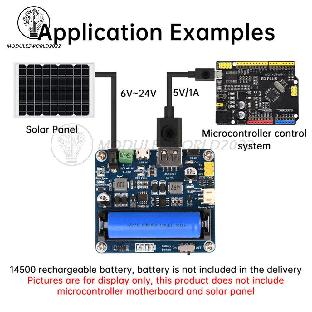 Power Manager Module for 6V~24V Solar Panel Support MPPT USB Battery Charging