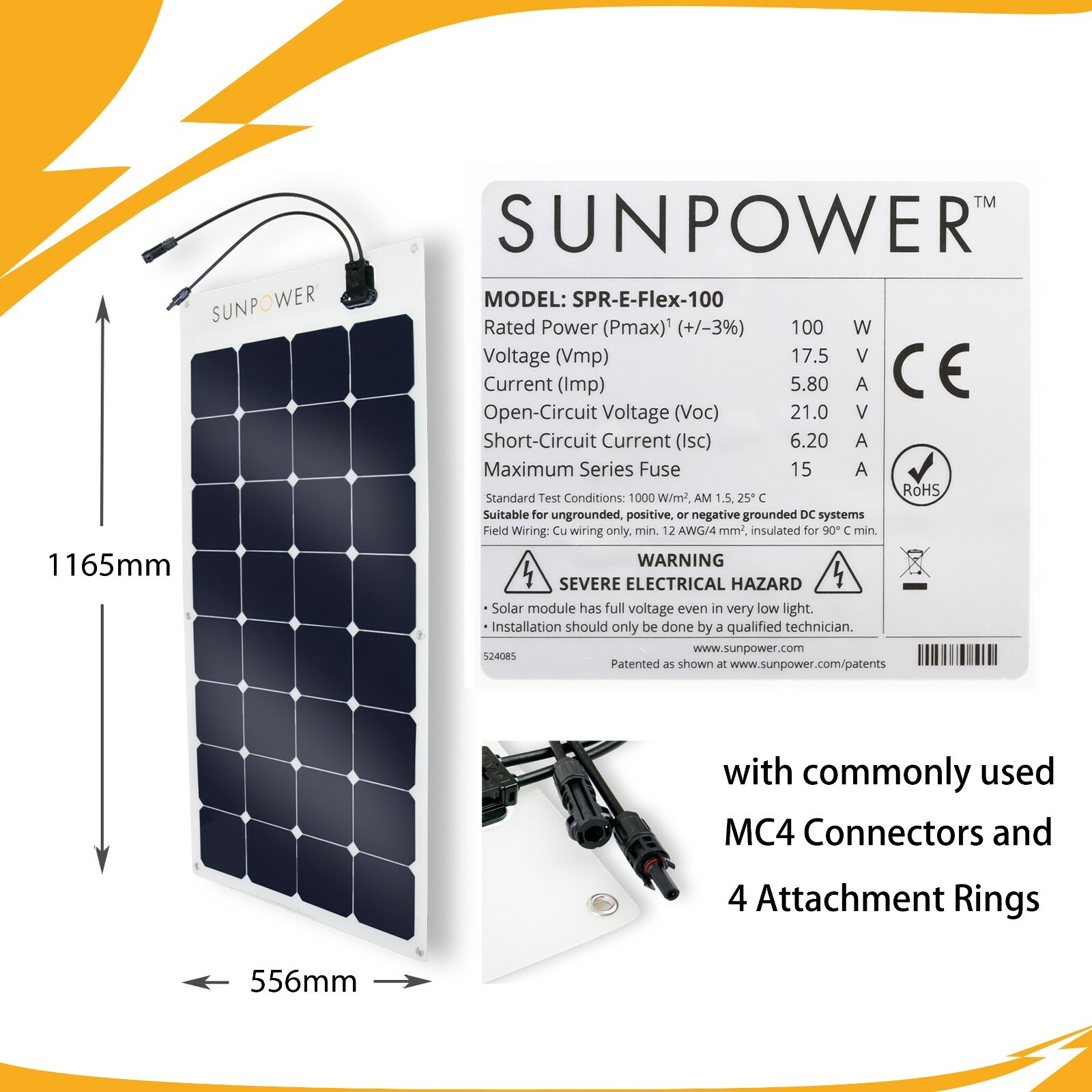 SunPower 100 Watt Mono Solar Panel works great for Yachts/Boat