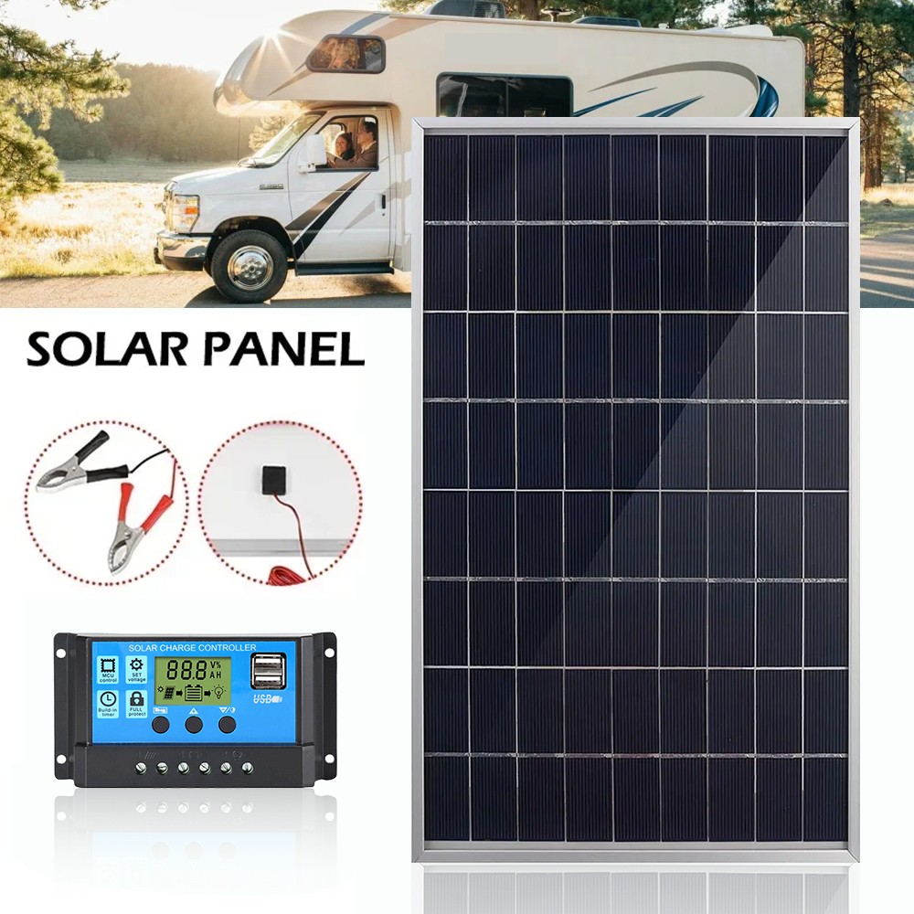 10W 18V Solar Panel Battery Charger Kit with Charge Controller Caravan Camping