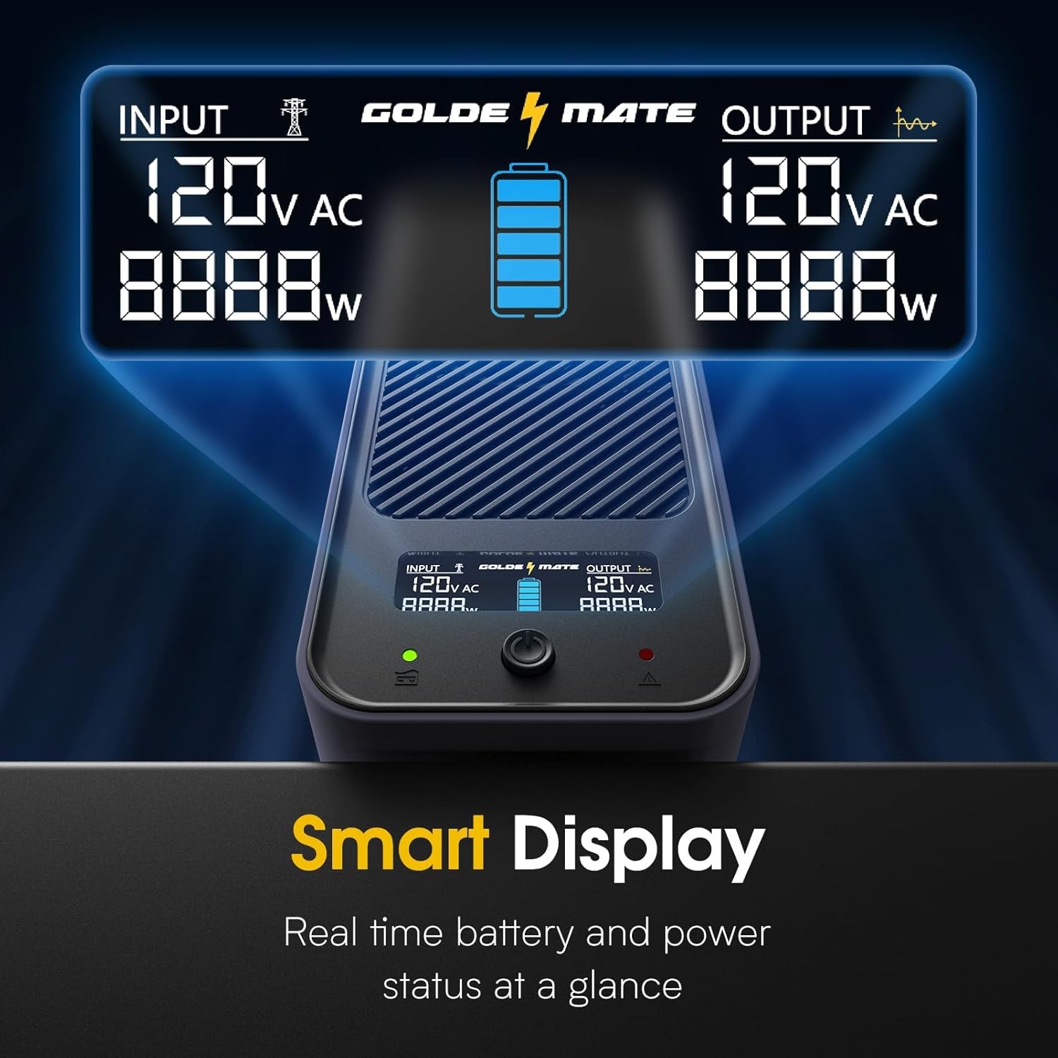 Goldenmate 1000VA 600W LiFePO4 UPS Pure Sine Wave Battery Backup （Communication）