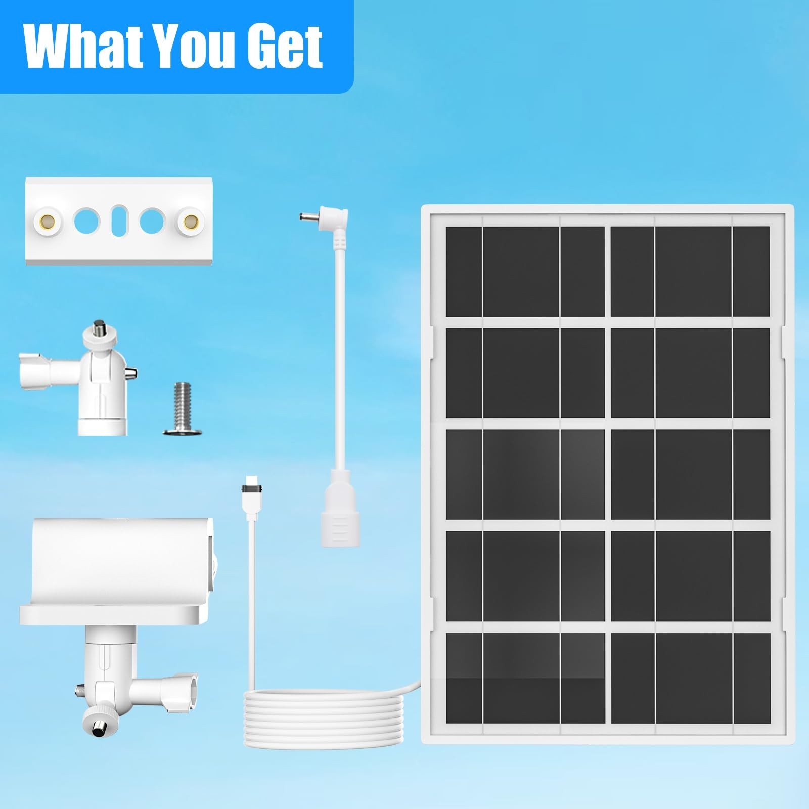 7W Solar Panel for Ring Cameras & Outdoor Cams, Gutter Mount, Waterproof Cable,