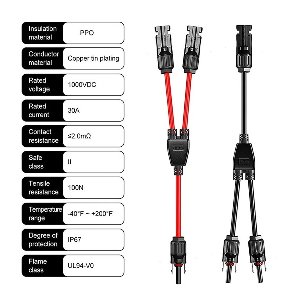 Y Branch Solar Panel Connector MMF FFM Parallel Adapter Waterproof IP67