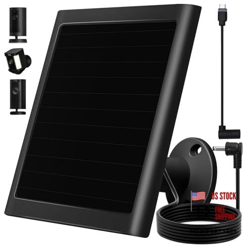 6W Solar Panel Charger for Ring Camera, Compatible with Ri ng Stick Black 1Pack