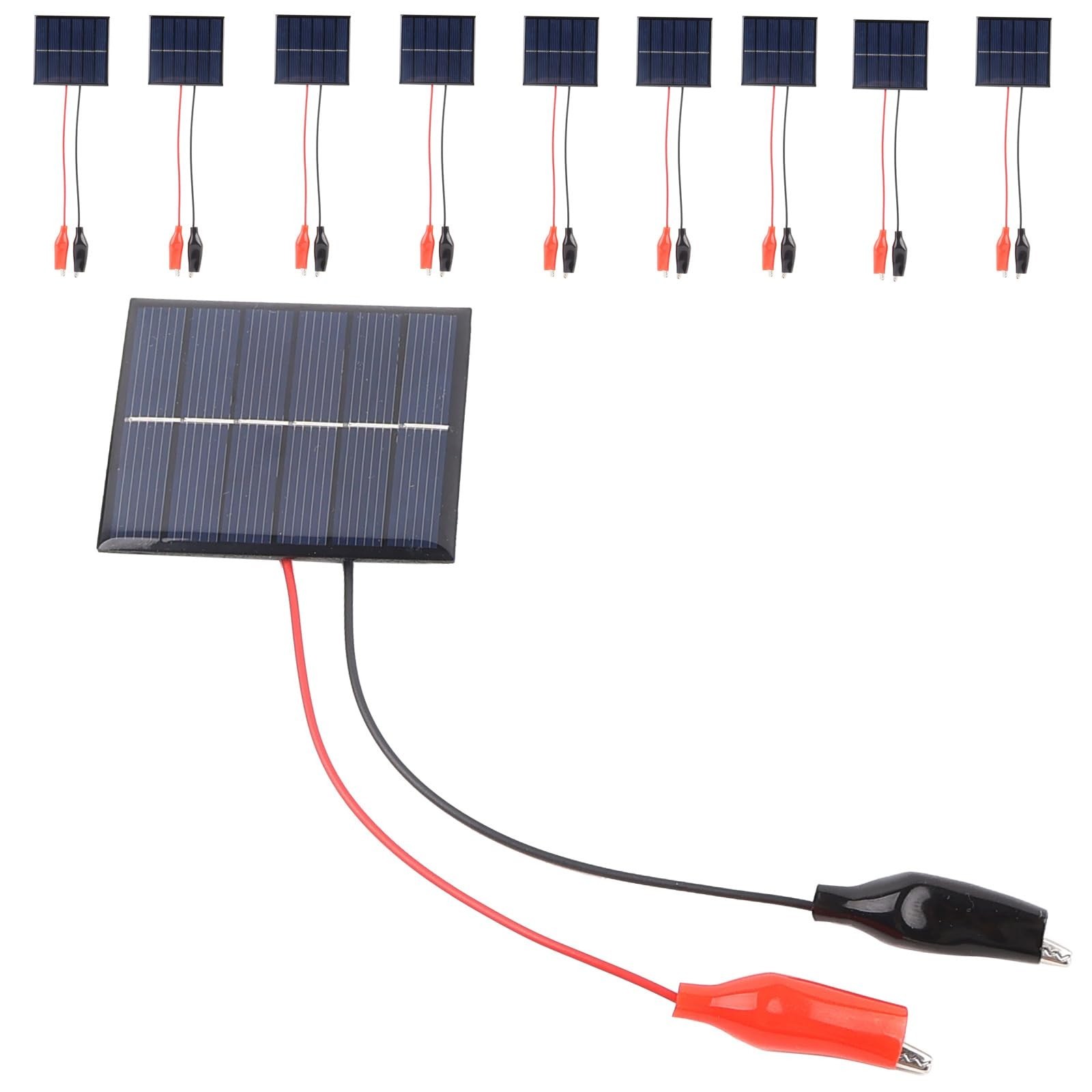 10 Pcs 0.45W 3V Solar Panels DIY Kit, Polysilicon Solar Cells with Wire Clips