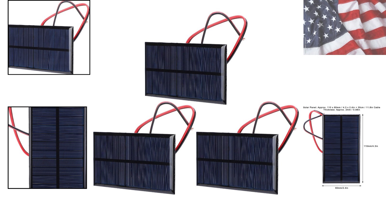 Small Solar Panels, 3 Pcs 6V 1W Polysilicon Solar Cell Charger Module Mini So…