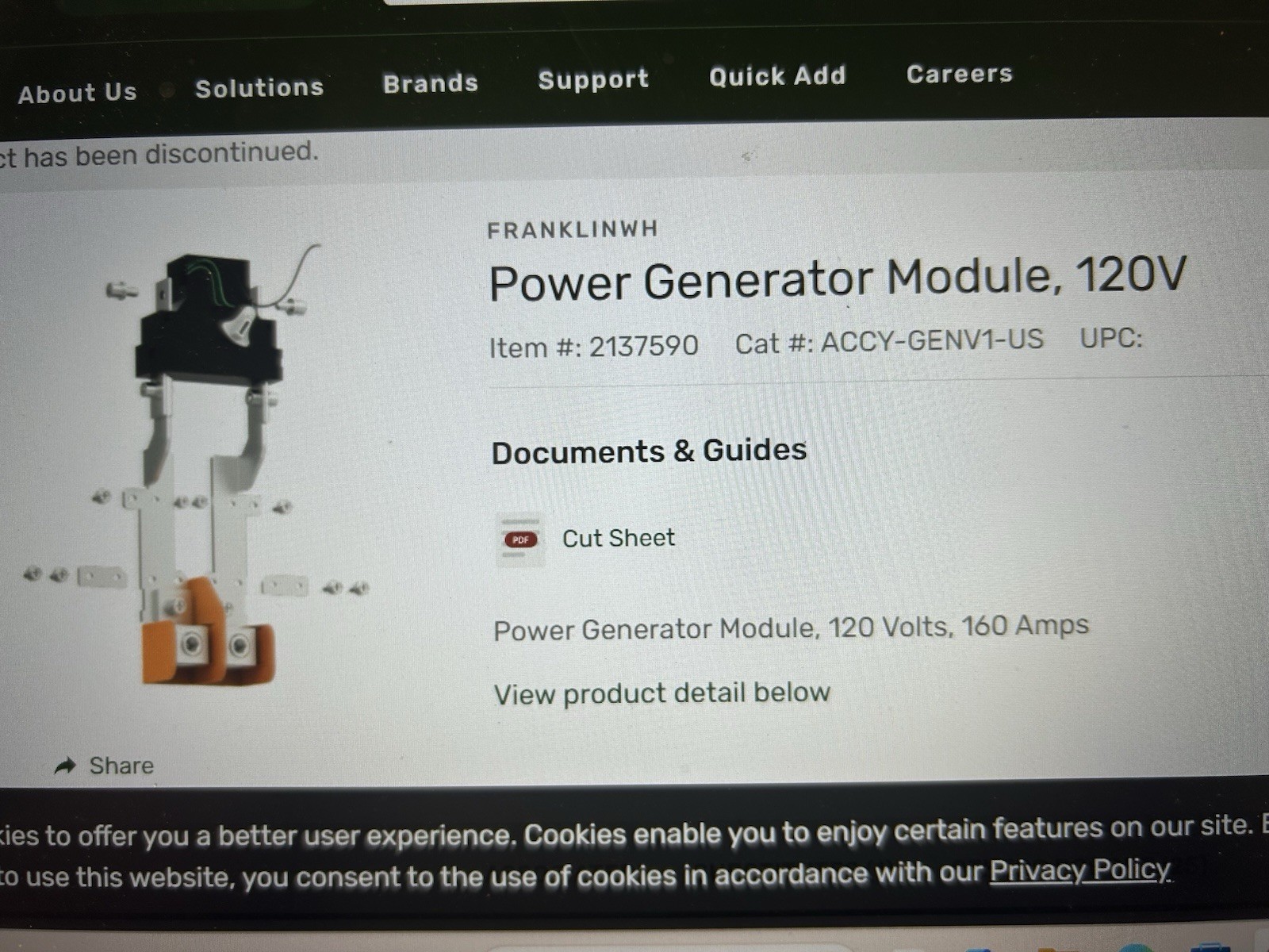 FranklinWH Power Generator Module ACCY-GENV1-US 120V 160A 16.9in