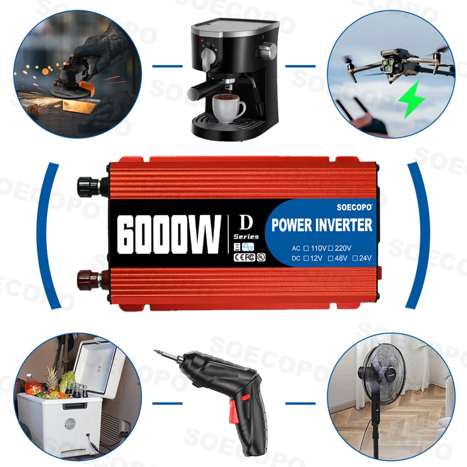 6000W Peak Solar System Kit 2pcs Panel 110V/220V Inverter For Camp Home charger