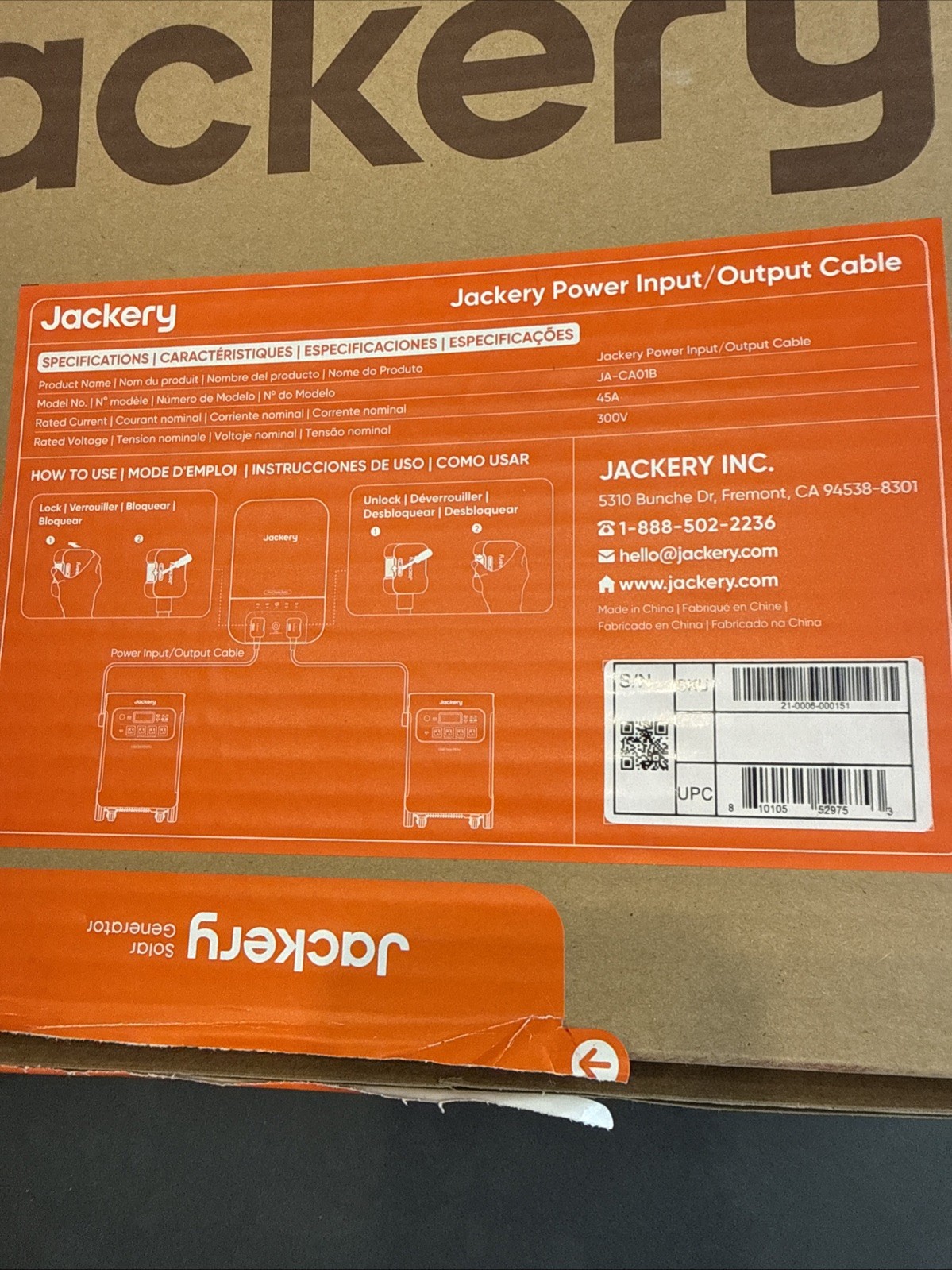 Jackery Power Input/Output Cable