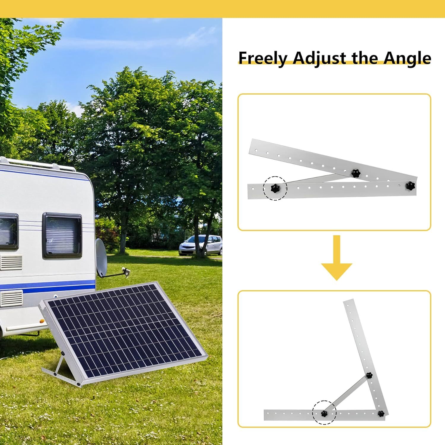 28″ Solar Panel RV Tilt Mount Brackets Ground Roof Flat Surface Adjustable Fram