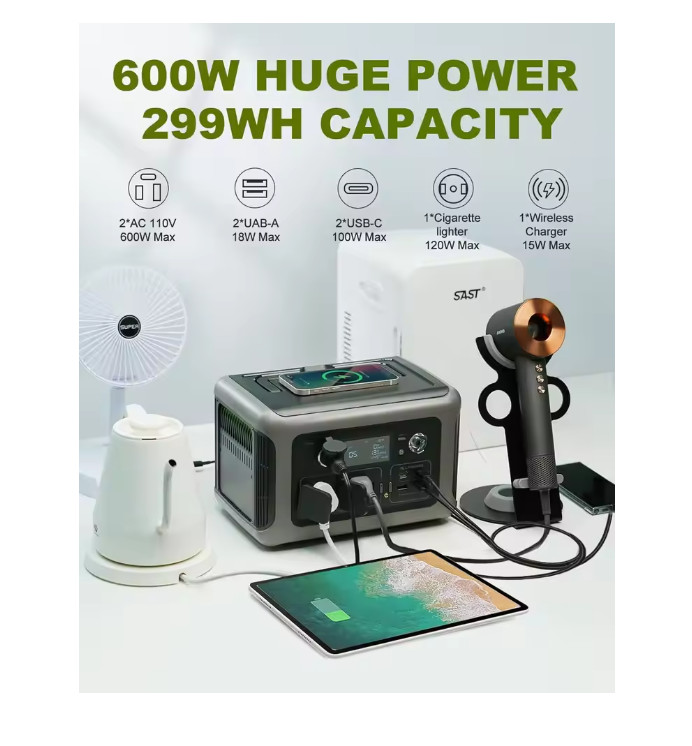 ALLPOWERS Portable Power Station R600, 299Wh LiFeP04 Battery with 2x 600