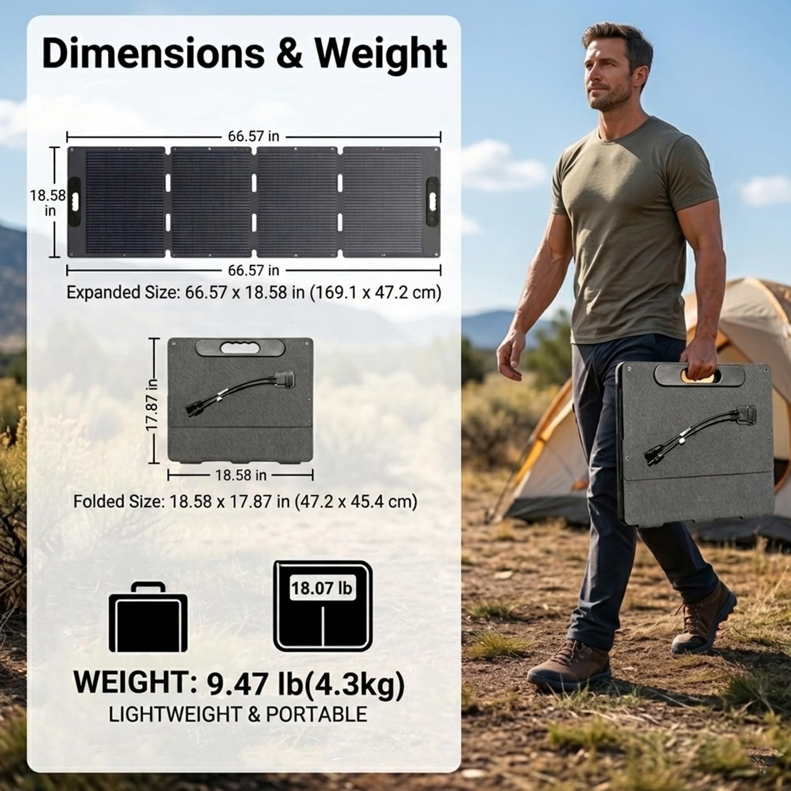 XINPUGUANG Portable Solar Panel 120W for Power Station, Foldable Solar Charge…