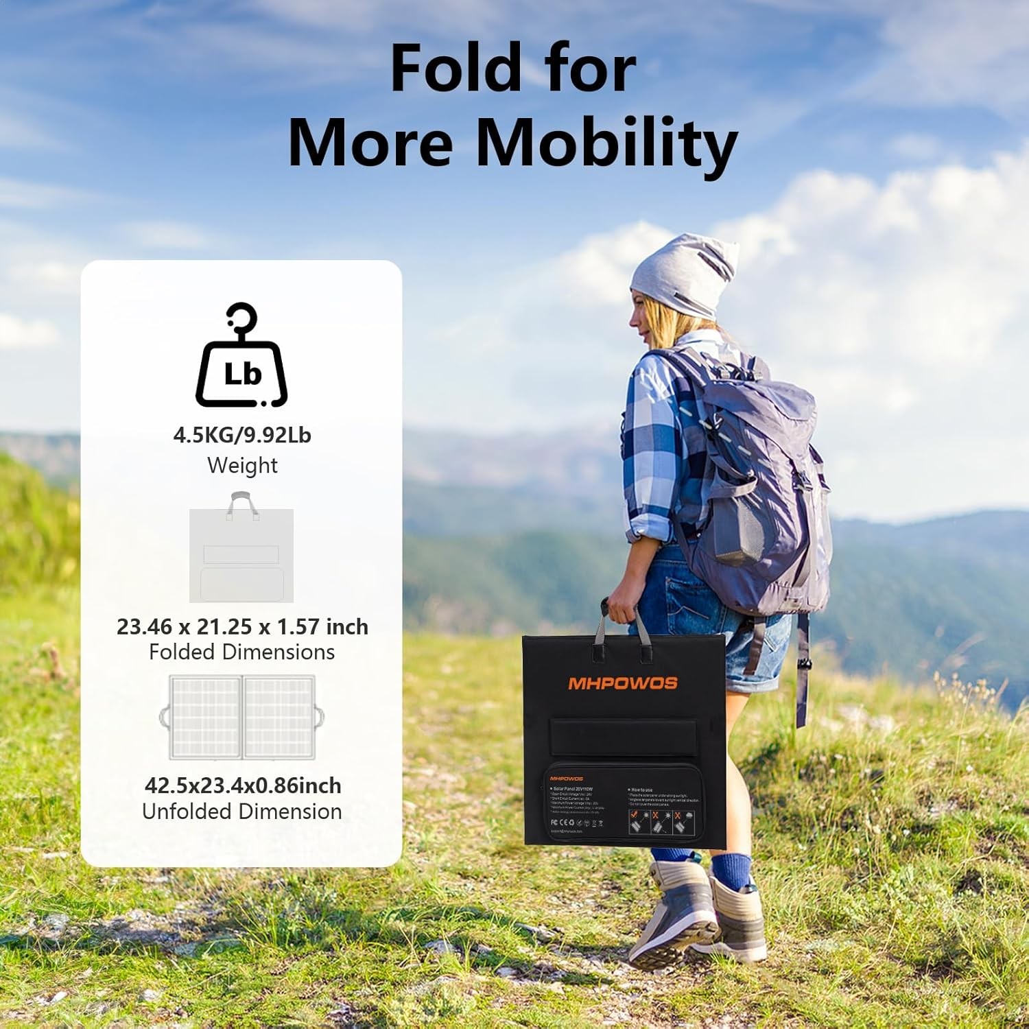 Solar Charger 110W Portable Solar Panel IP67 Foldable