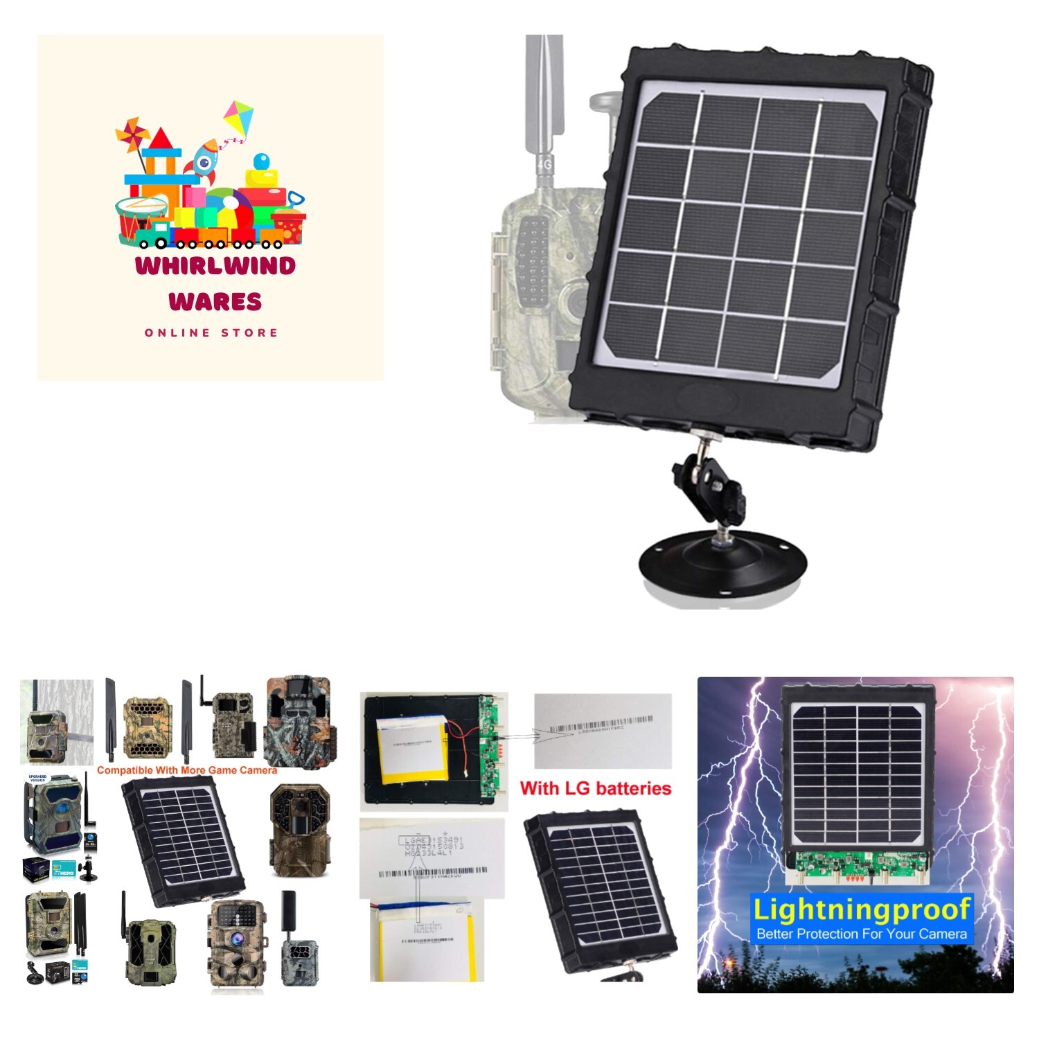 Trail Camera Solar Power Panel 8000mAh 3W Supporting 12V 9V 6V for All 3G 4G …