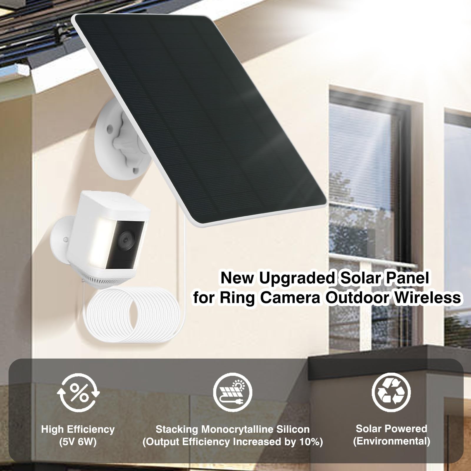 Solar Panel for Ring Camera Compatible with Ring Spotlight Cam Battery/Plus/P…