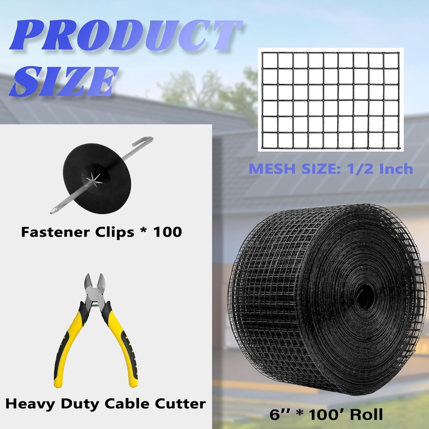 Rust-Resistant Solar Panel Critter Guard – 6x100FT with Clips & Cutter Included
