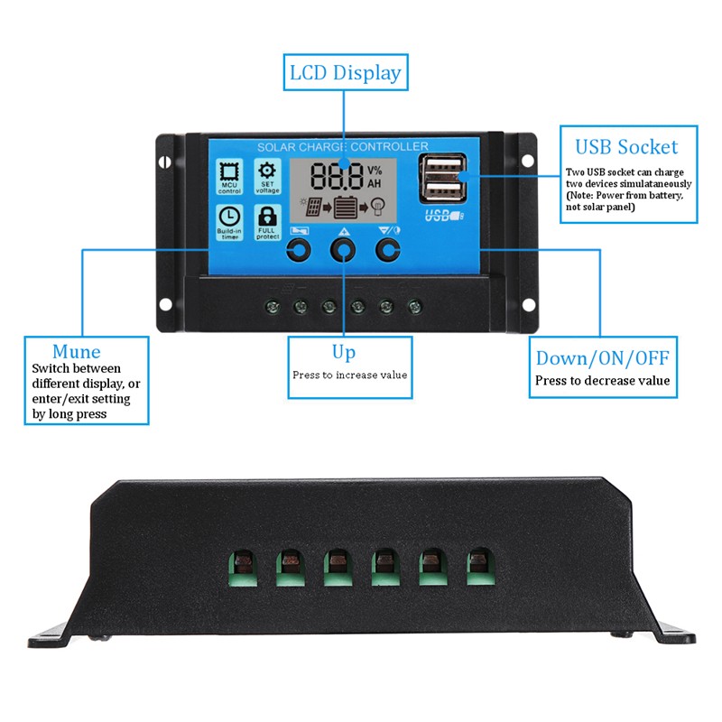 30W 60W Mono Solar Panel Kit 18V Battery Charger Controller 100A Car RV Home