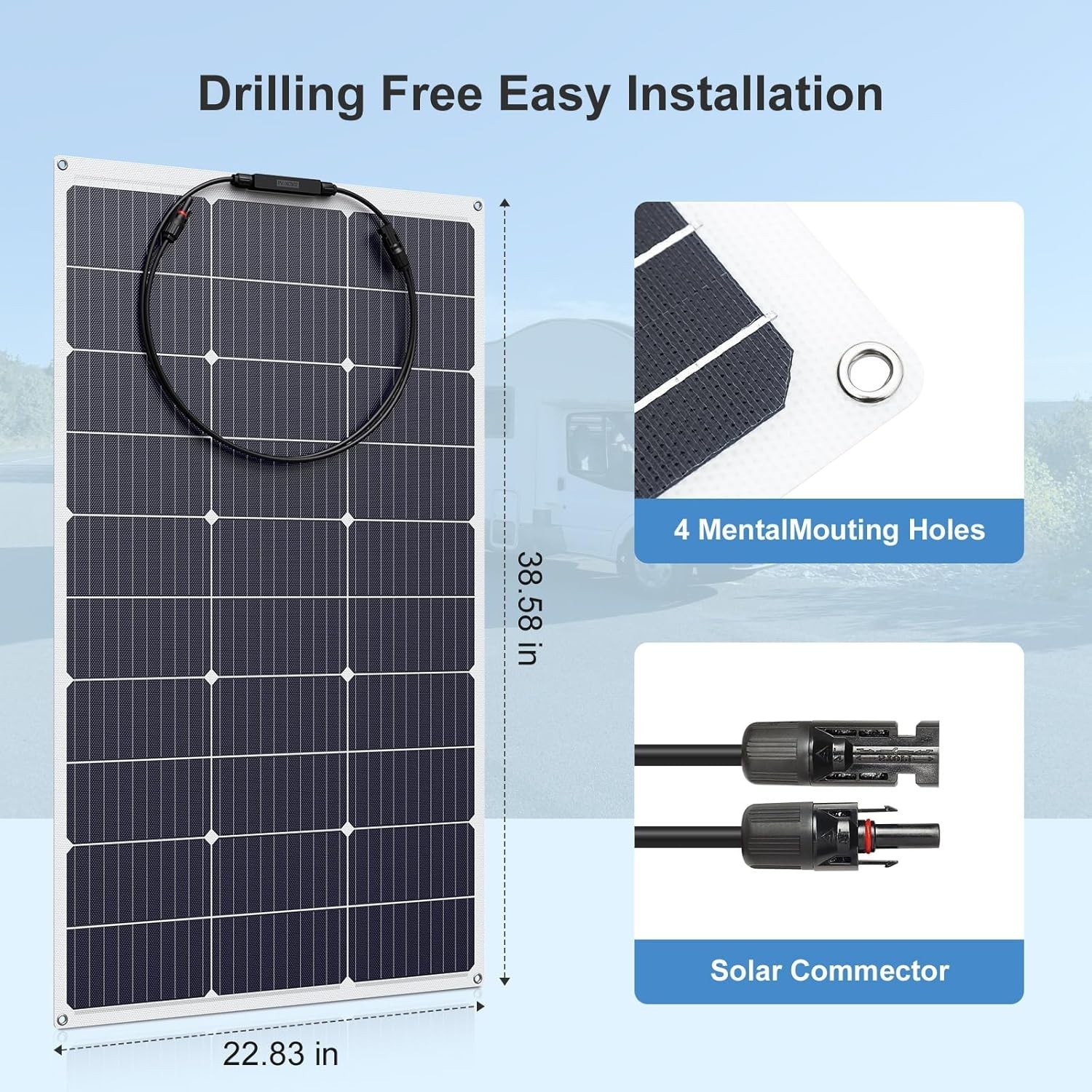 Panel solar flexible de 100 vatios – Monocristalino ligero con revestimiento ETF