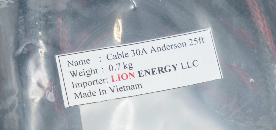 Lion Energy 25 ft Solar Power Connector Anderson Cable 30A Capacity – New