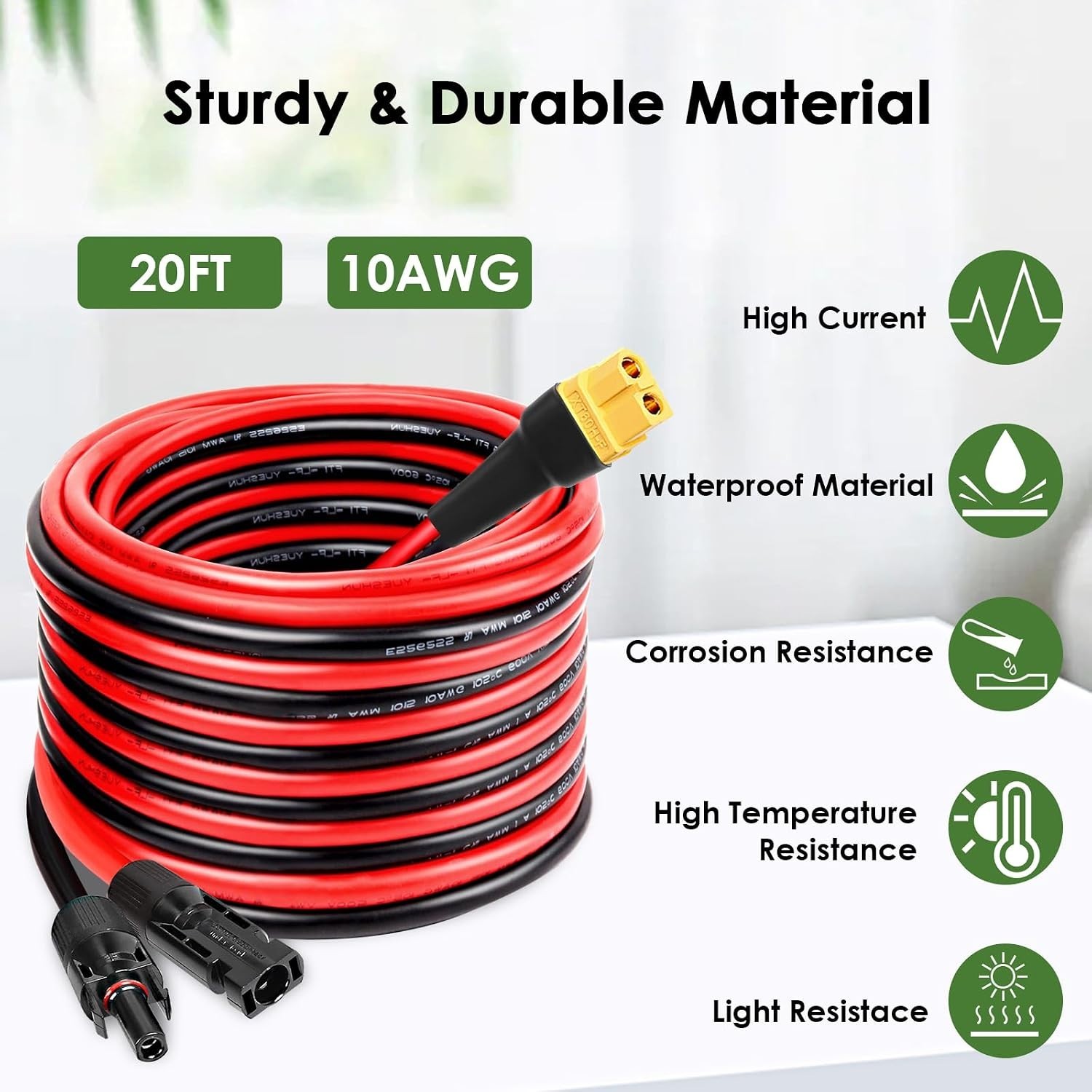 Waterproof Solar Panel to Portable Power Station Cable