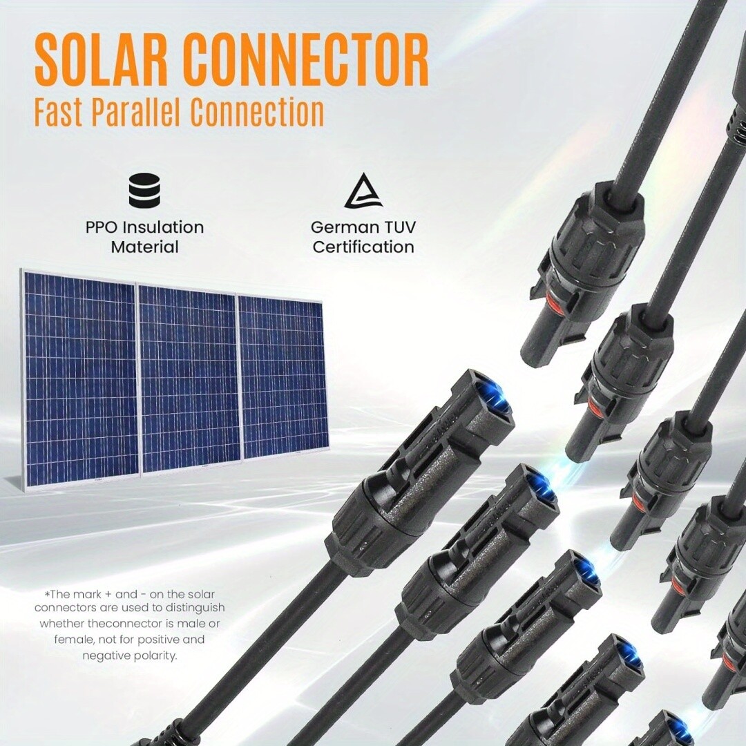 1 Pair 5 to 1 Solar Panel Splitter 4 Way 1000V Parallel Connectors IP67 Waterpro