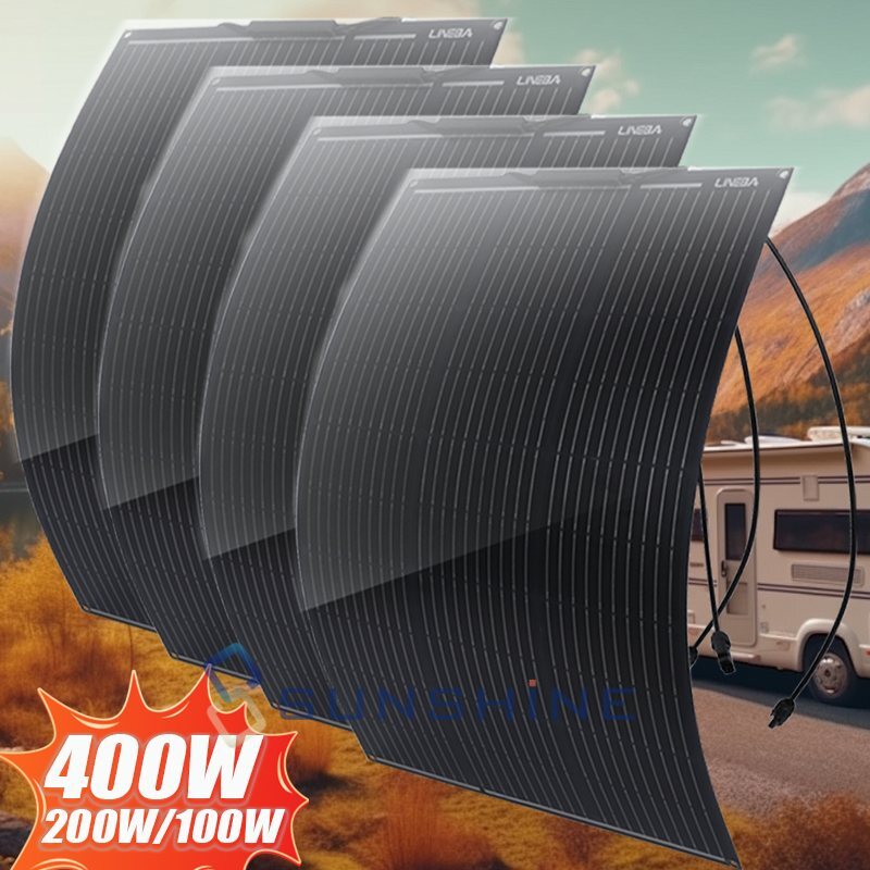 400W 200W 100W Flexible Solar Panel N-Type Mono 18V Roof RV Off-Grid Outdoors