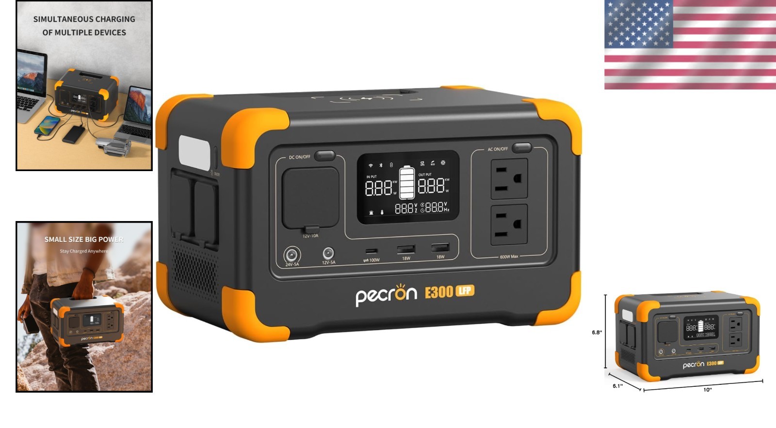 Compact E300LFP Power Station – Fast Charge 288Wh for All Your Essential Devices
