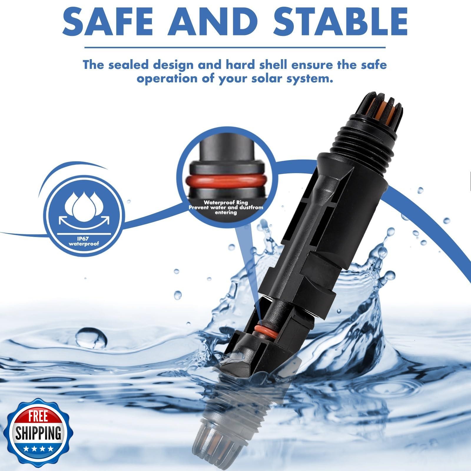 Usngsny 16 PCS Solar Panel Connectors, Male/Female IP67 Waterproof 1000V 30A