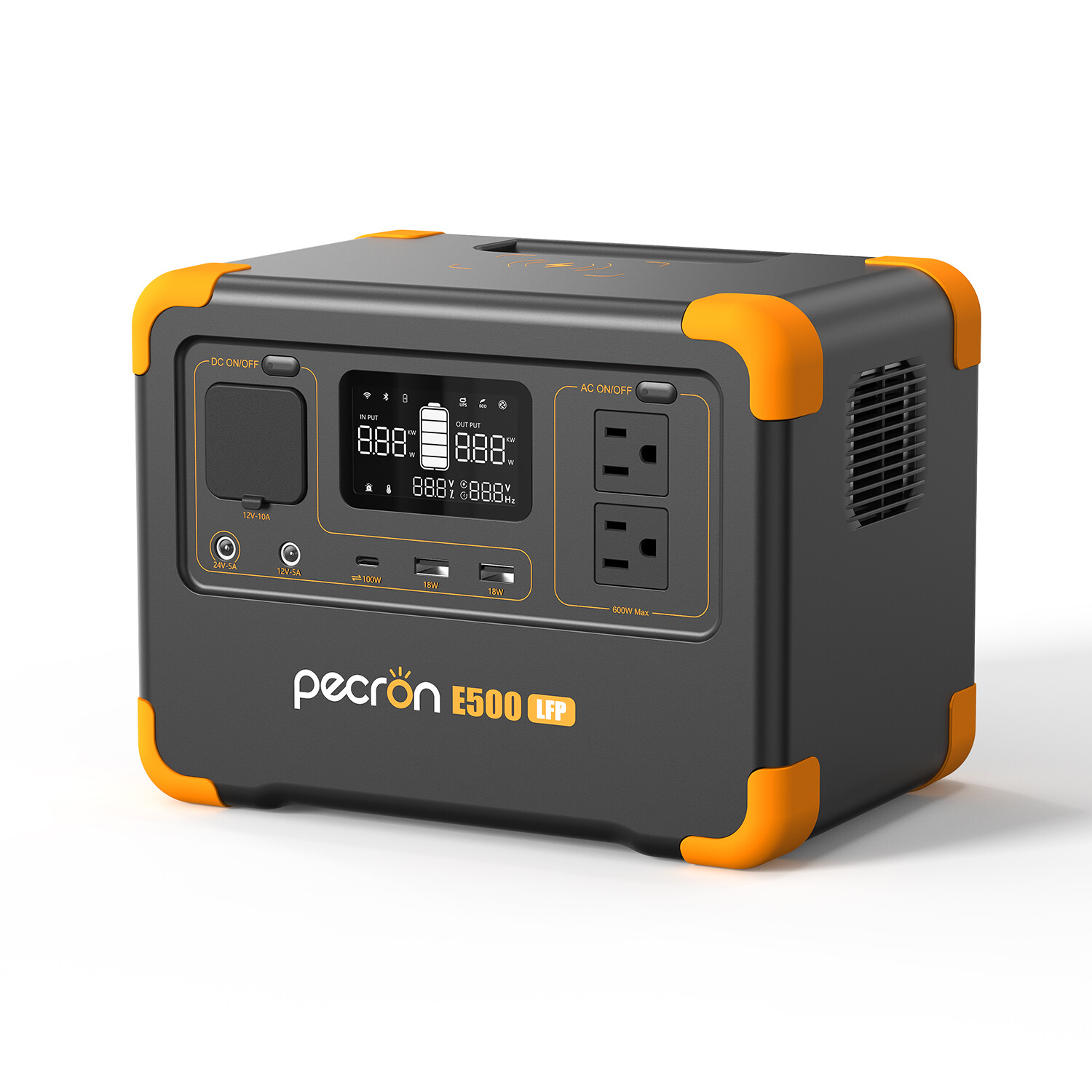 PECRON E500LFP 576Wh 600W Power Station Solar Generator with 100W Solar Panel
