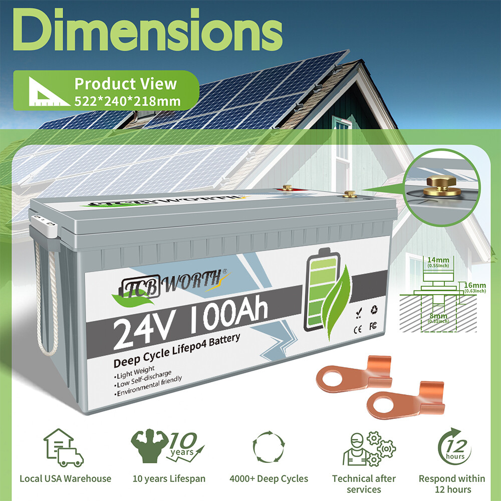 12V 100Ah 200Ah 300Ah 24V LiFePO4 Lithium Battery Deep Cycle for Solar Off-grid