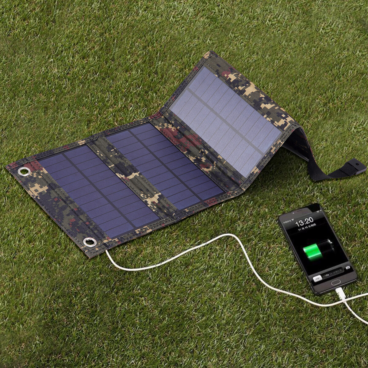 Portable USB Solar Panel Folding Power Bank Outdoor Camping Hiking Phone Charger
