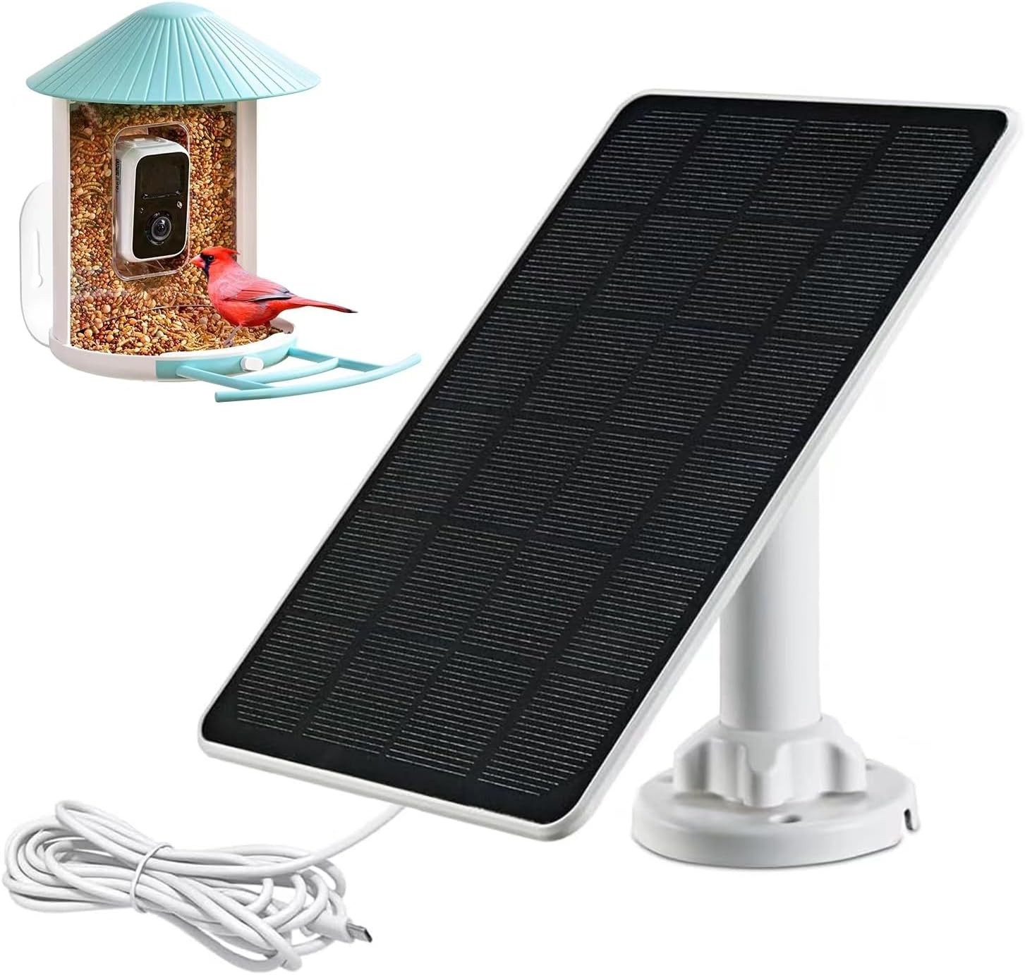 Solar Panel for Bird Feeder Camera, 3W Continuously Power Supply for Your Bir…