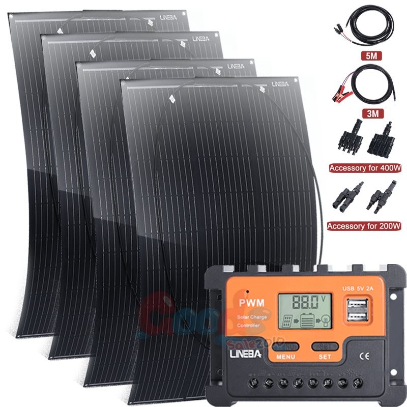 400W Flexible Solar Panel Mono 12V Portable Power Camping Home RV Battery Charge
