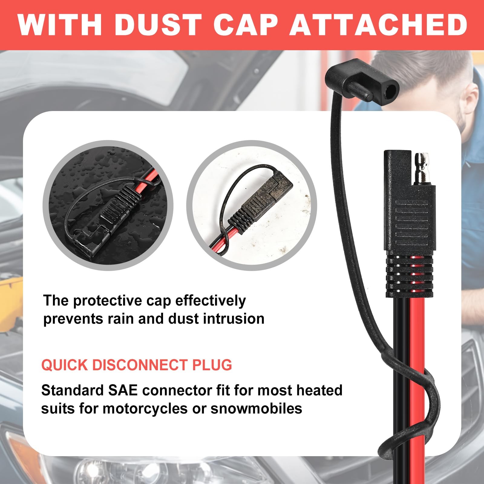 Usngsny 2-Pack 2 Pin Quick Disconnect Polarized Wire Harness, 1FT 10AWG SAE C…