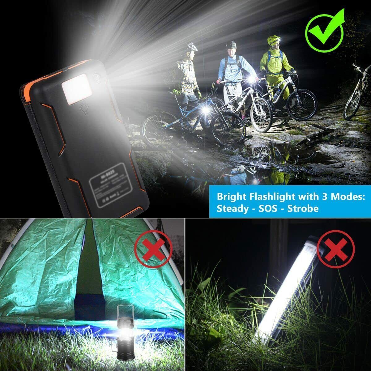 46800mAh Solar Panel Folding Power Bank Outdoor Camping Hiking USB Phone Charger