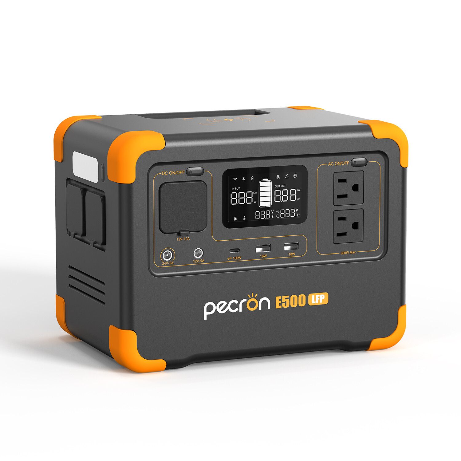PECRON E500LFP 576Wh 600W Power Station Solar Generator with 100W Solar Panel
