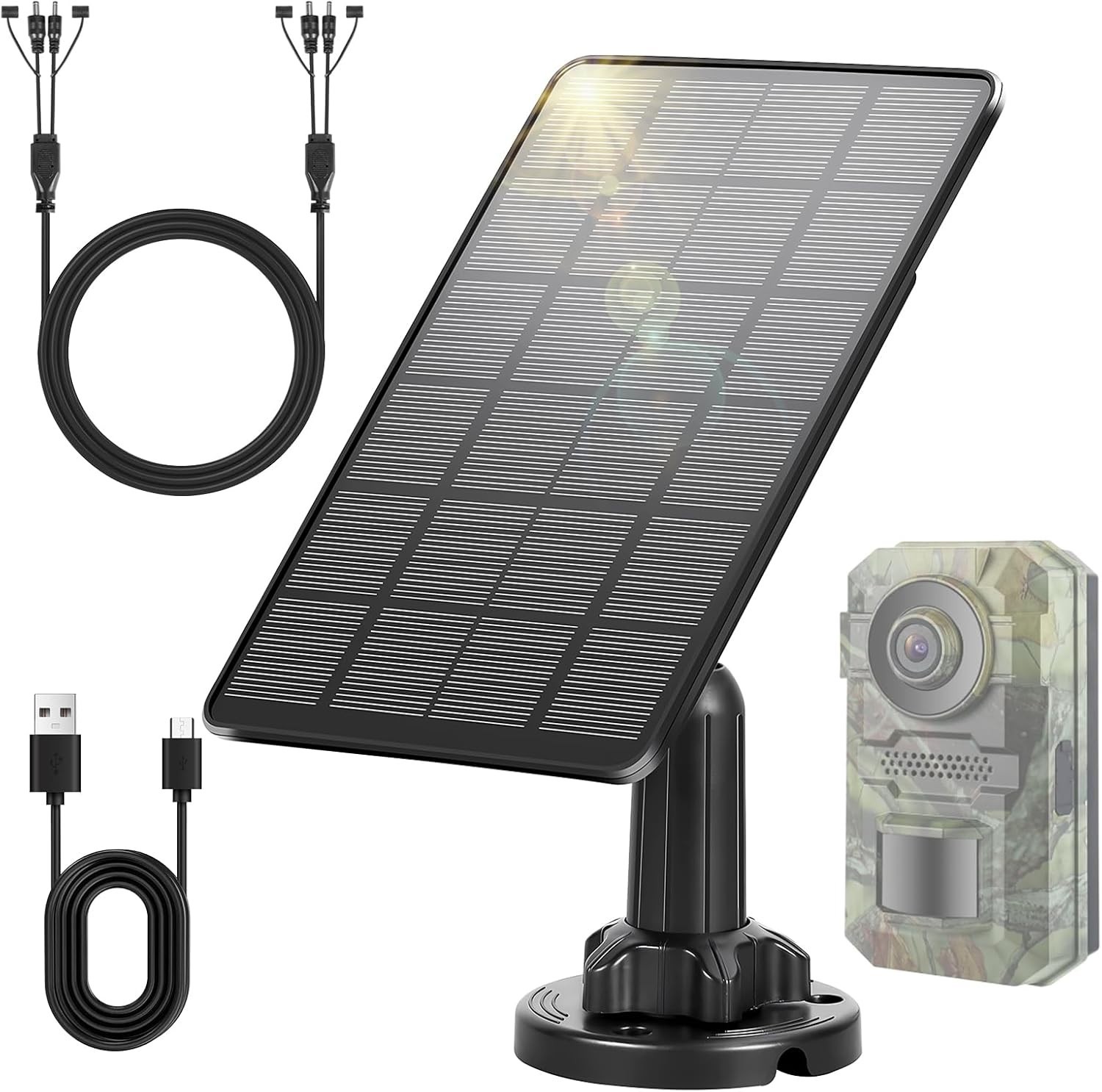 Trail Camera Solar Panel, 3W 6V Output with 5000mAh Rechargeable Battery, Weath