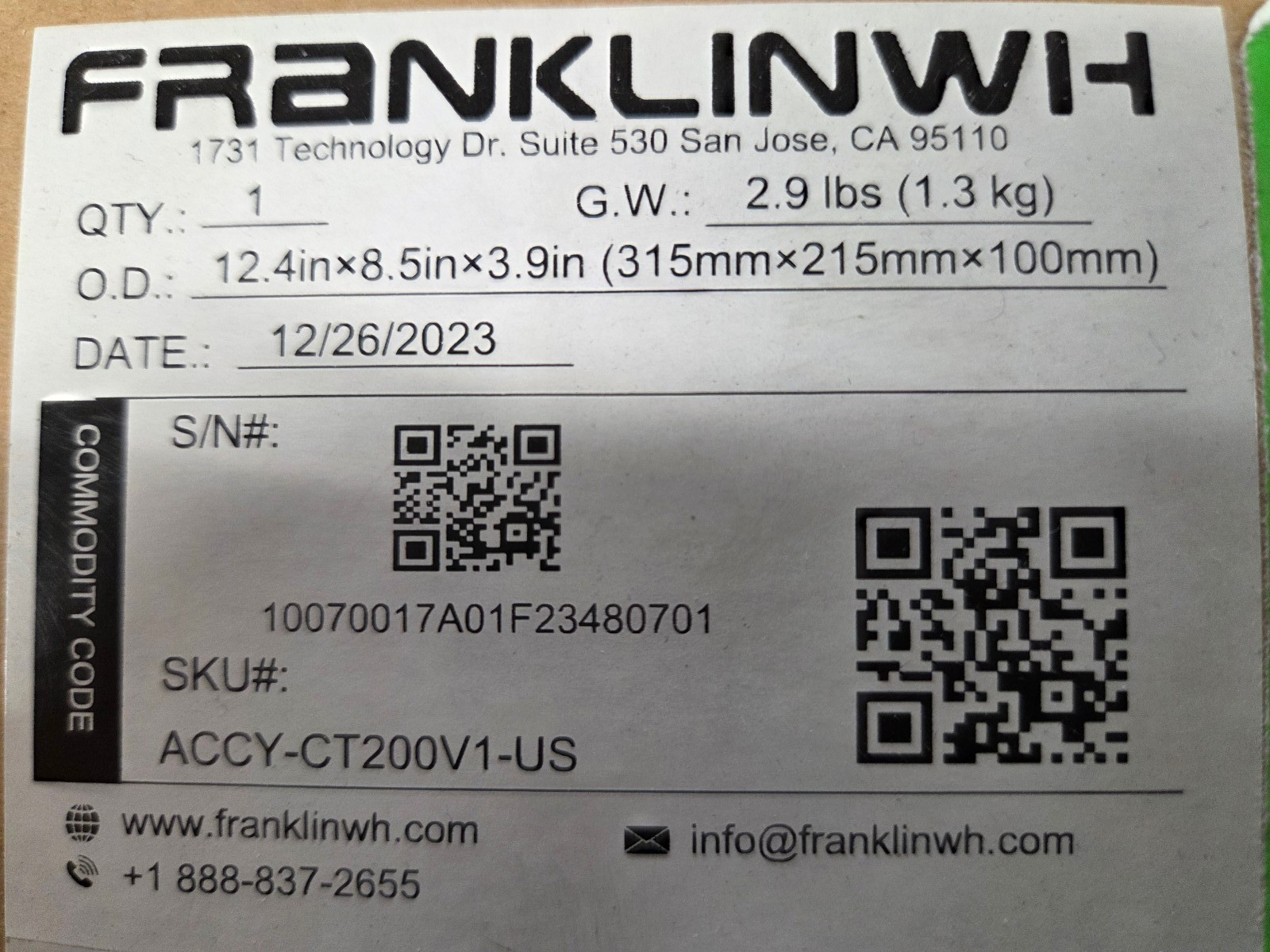NEW FranklinWH ACCY-CT200V1-US Split CT KIt