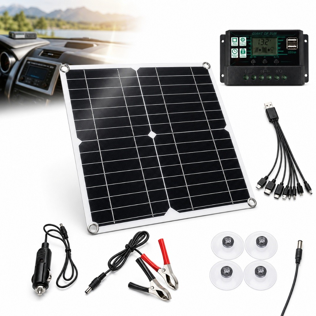 12V Monocrystalline Solar Panel Kit 100A Controller Charger RV Boat Car Camping