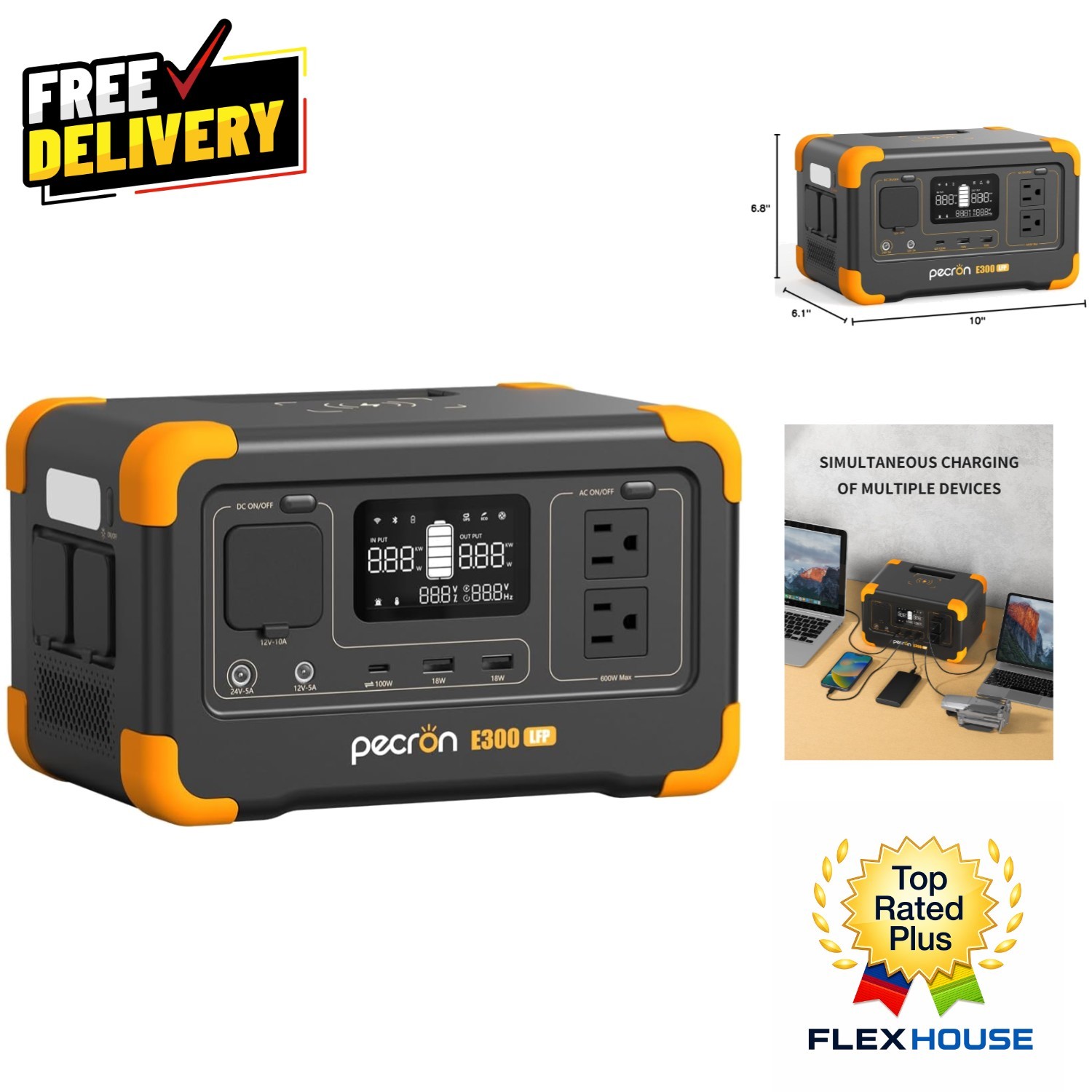 Compact E300LFP Power Station – Fast Charge 288Wh for All Your Essential Devices