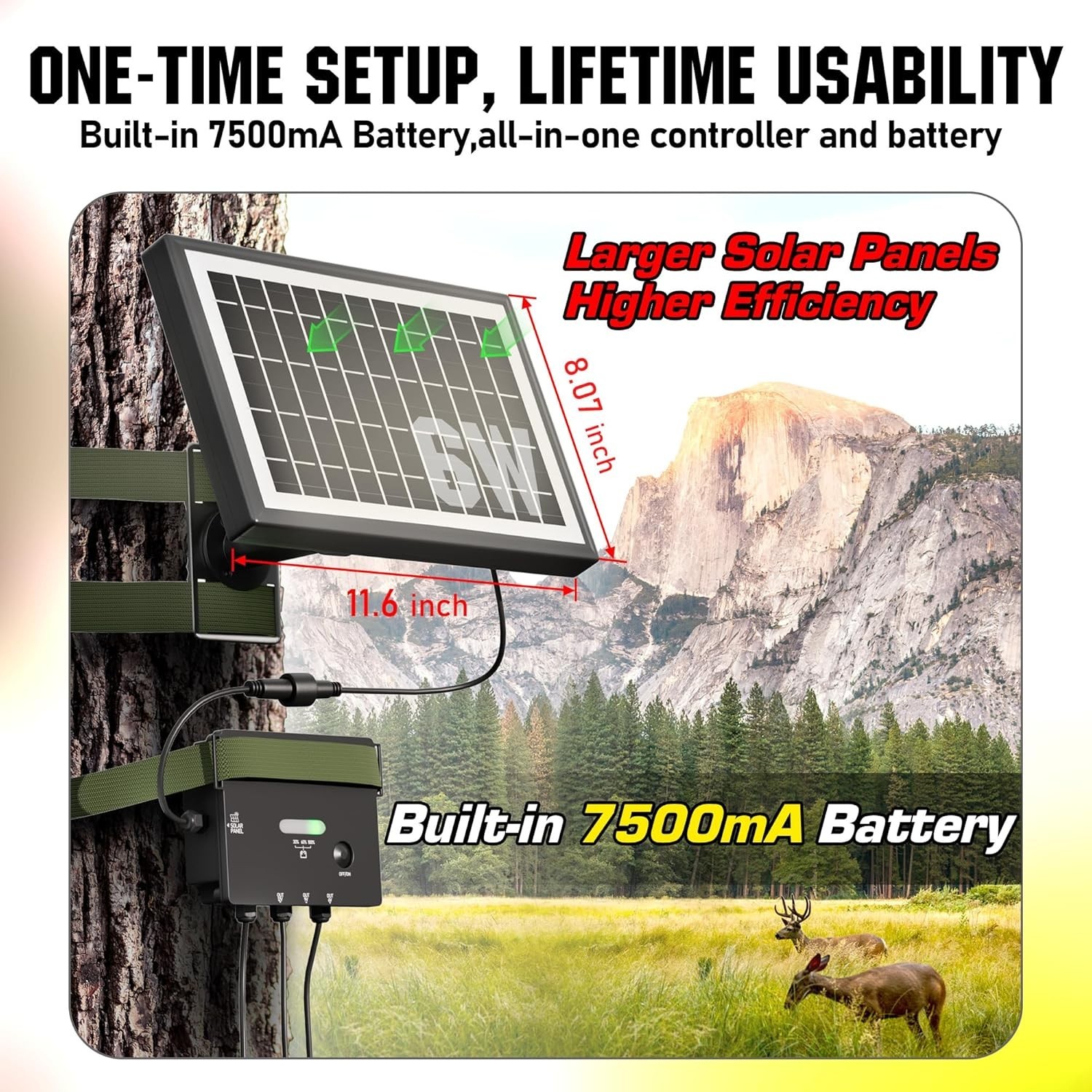 Solar Panel for Trail Camera 6W Solar Charger 7500mAh Battery | 7500mAh Built…