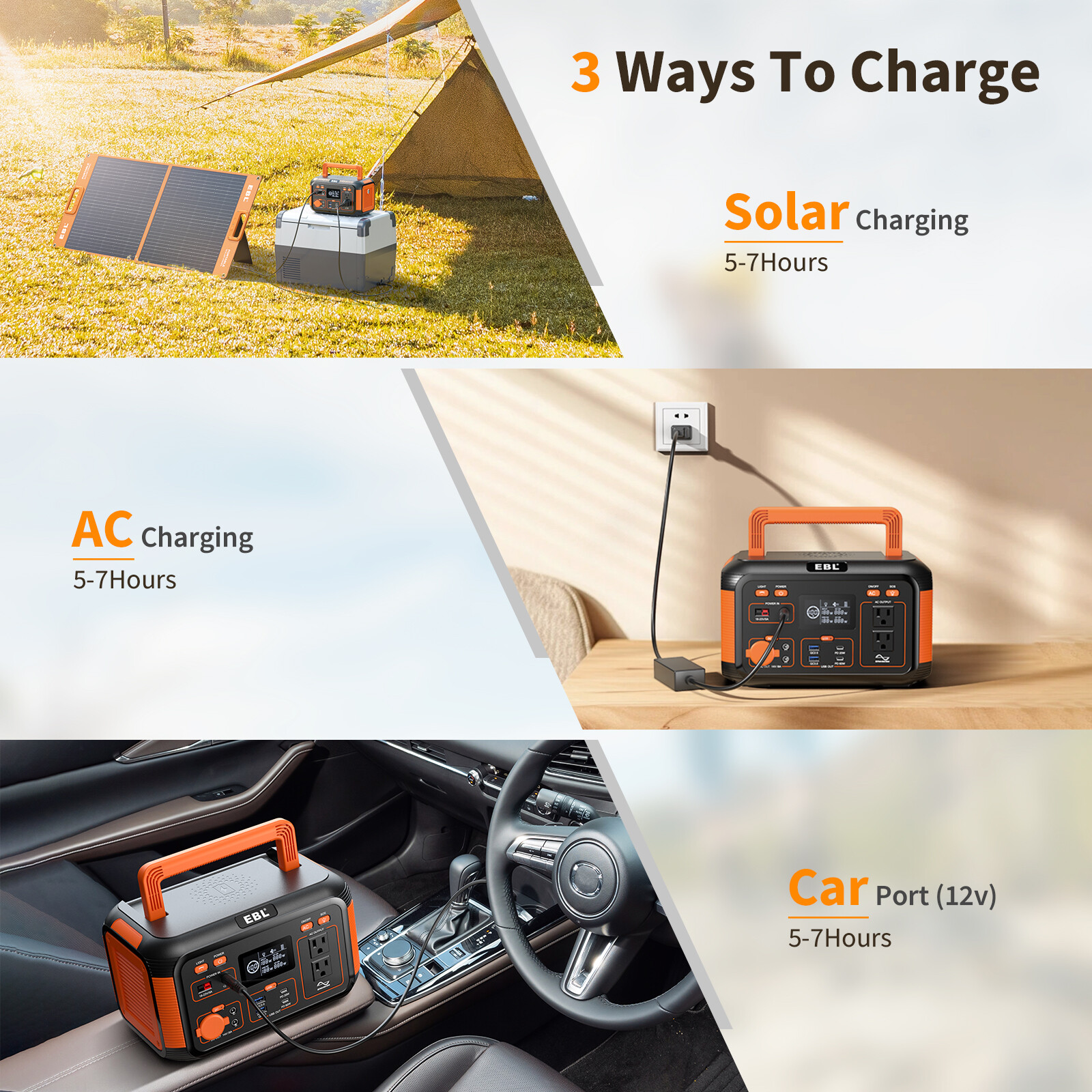 Portable Power Station 444Wh 500W AC USB Battery Charger Camping Solar Generator