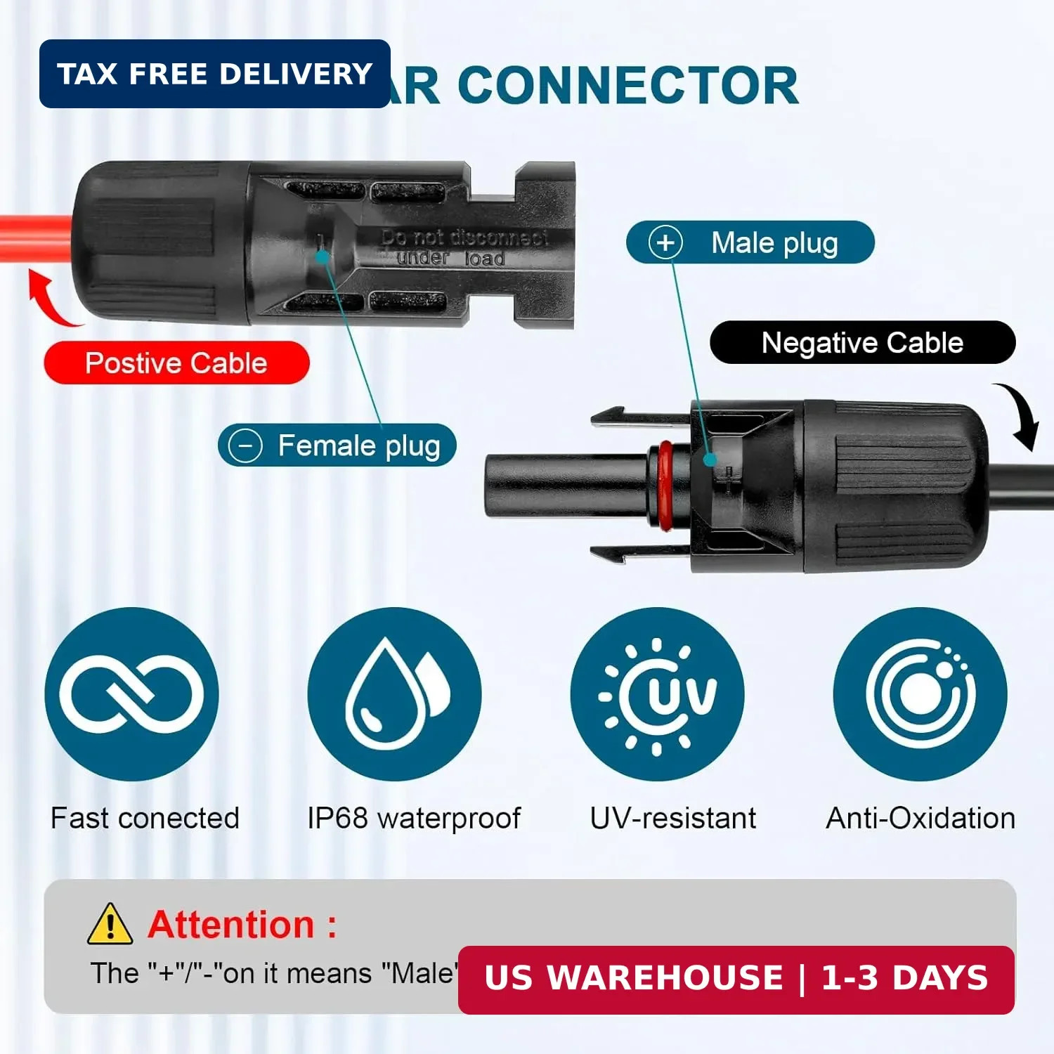 10 AWG Solar Extension Cable 30FT, Flexible Solar Panel Wire with Male to Female