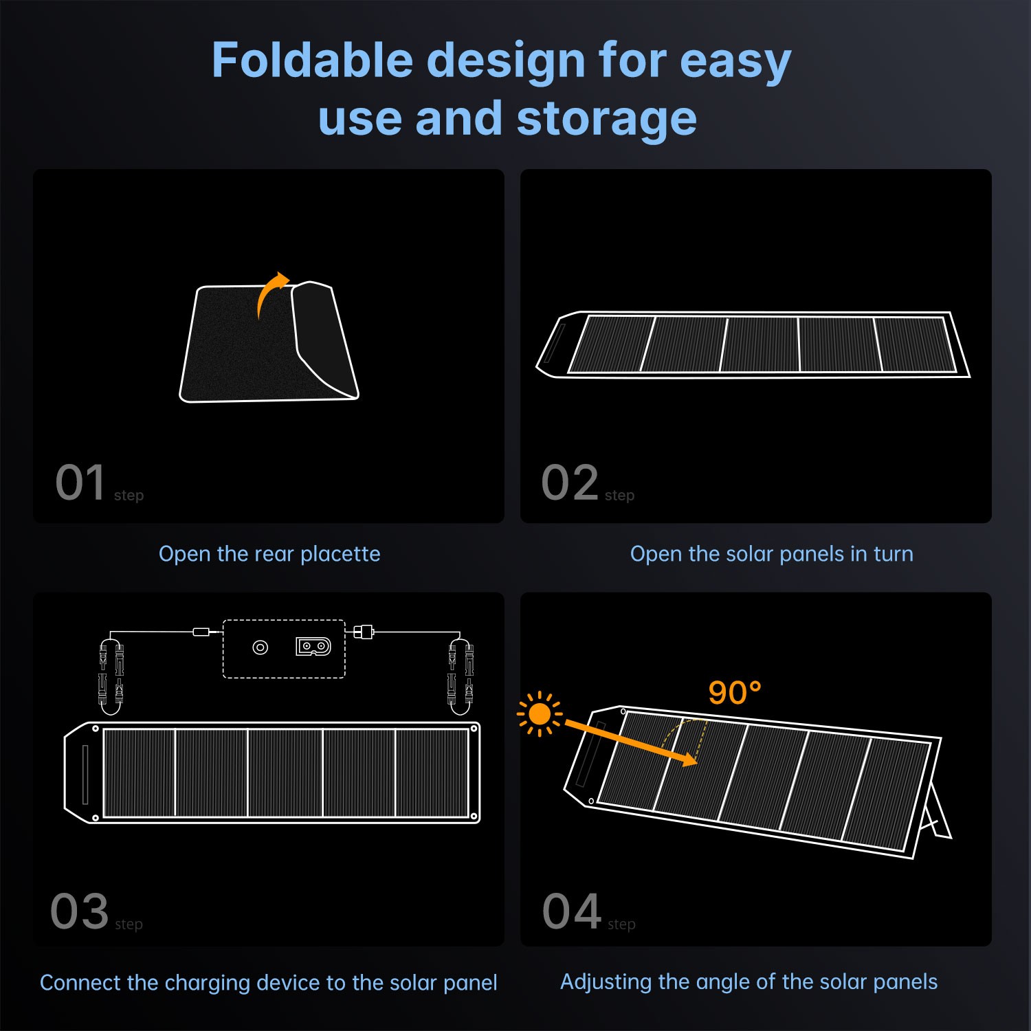 500W Foldable Portable Solar Panel for Power Station Charging Camping Mono Home