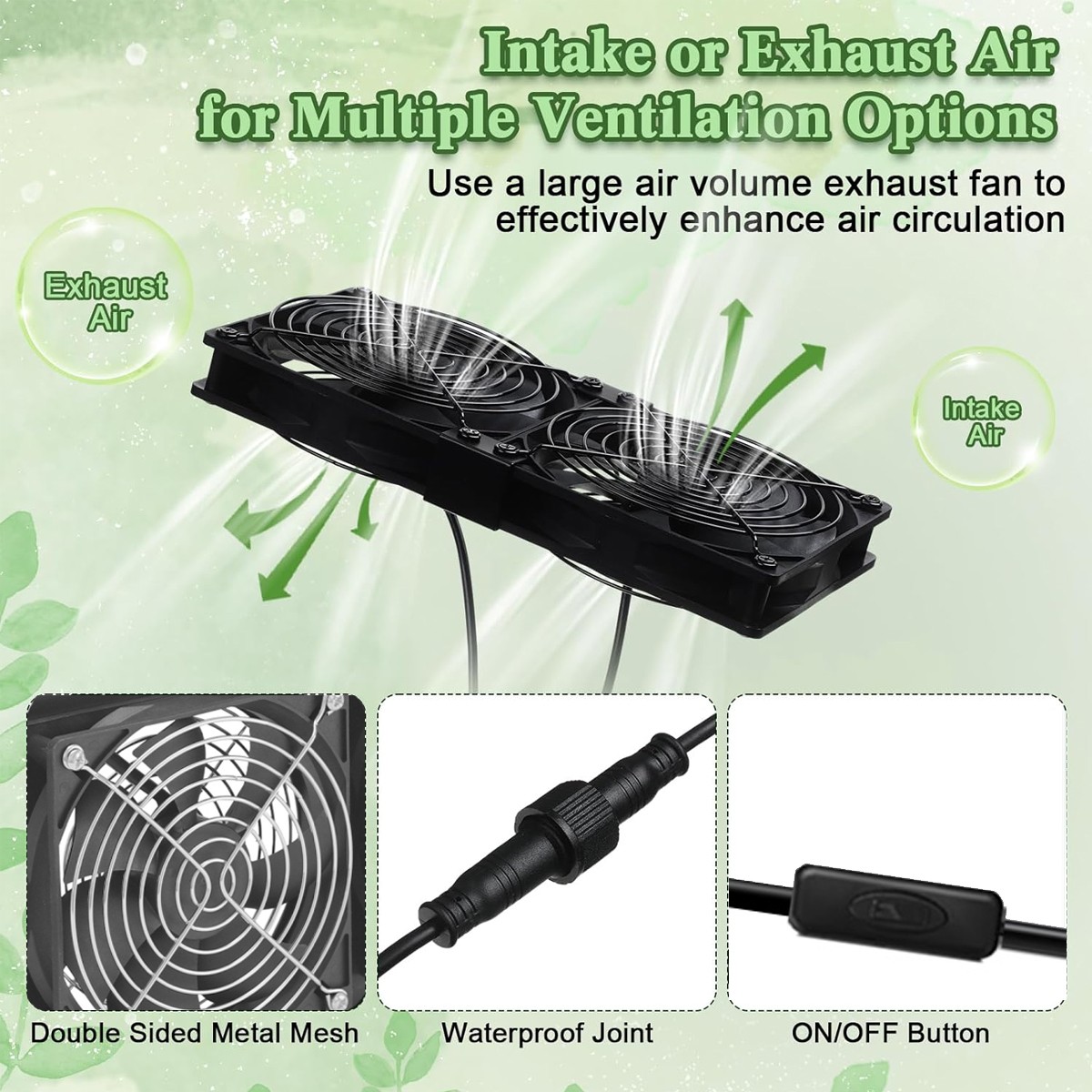 15W Solar Ventilation Fan Kit Waterproof DC for Chicken Coop & Greenhouse