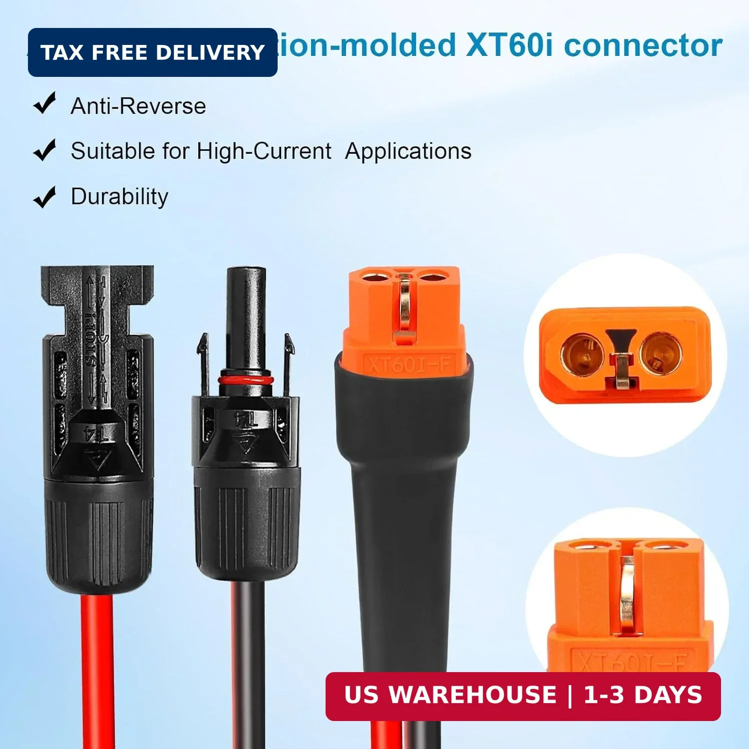 10AWG 3FT Solar to XT60i Extension Cable 3 6 10 35 50 75 100FT Heavy Duty Adapte